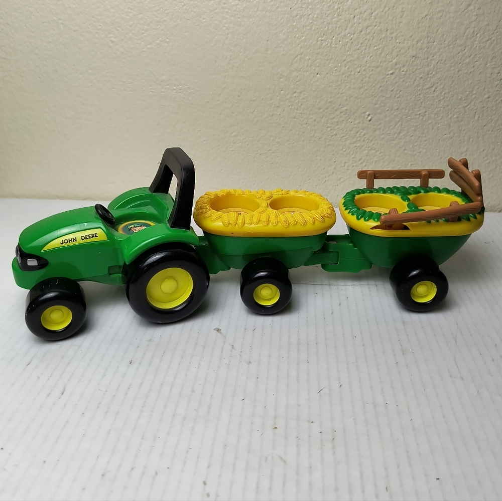 John Deere Green Toy Tractor with Trailer